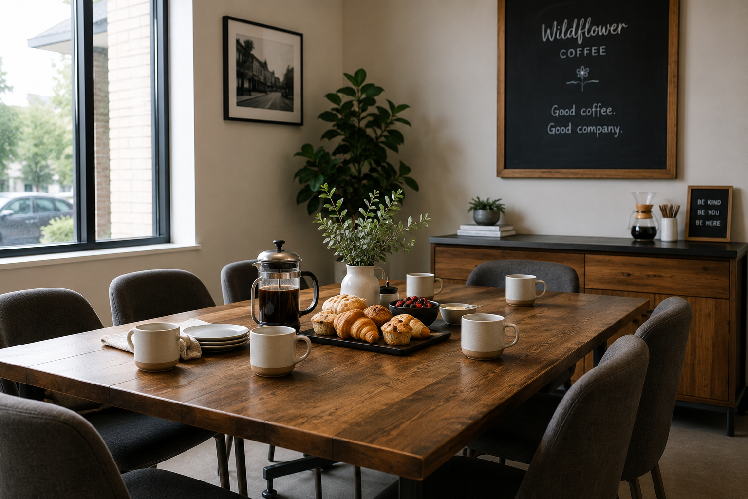 Private meeting room at Wildflower Coffee
