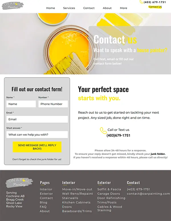On a Roll Painting contact page