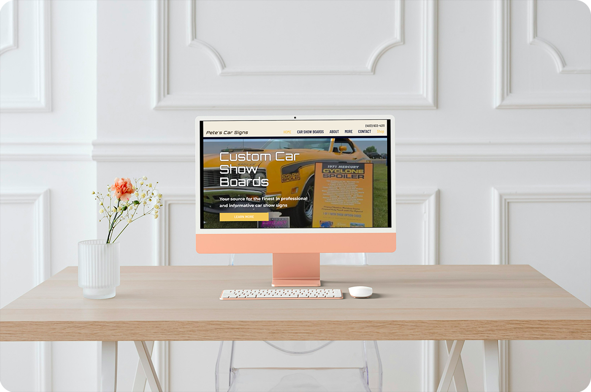 Pete's Car Signs homepage design