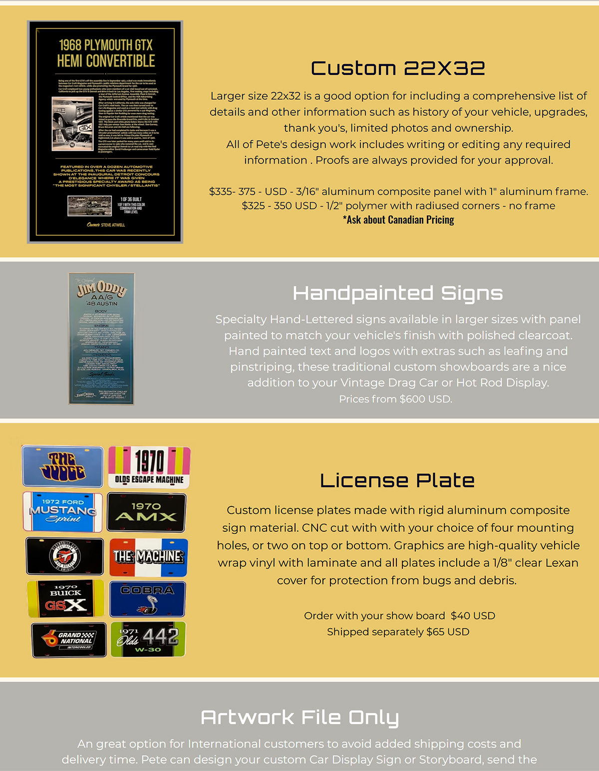 Pete's Car Signs homepage design