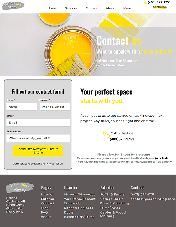 On a Roll Painting contact page